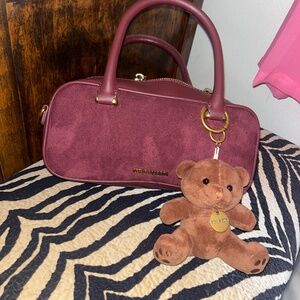 Steve madden maroon handbag with bear charm